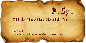 Mihálovits Szolón névjegykártya